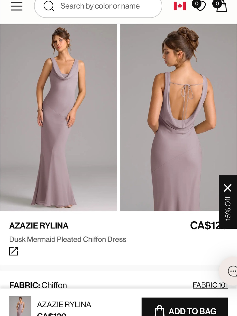 Azazie Backless Cowl Neck Dress in Dusk